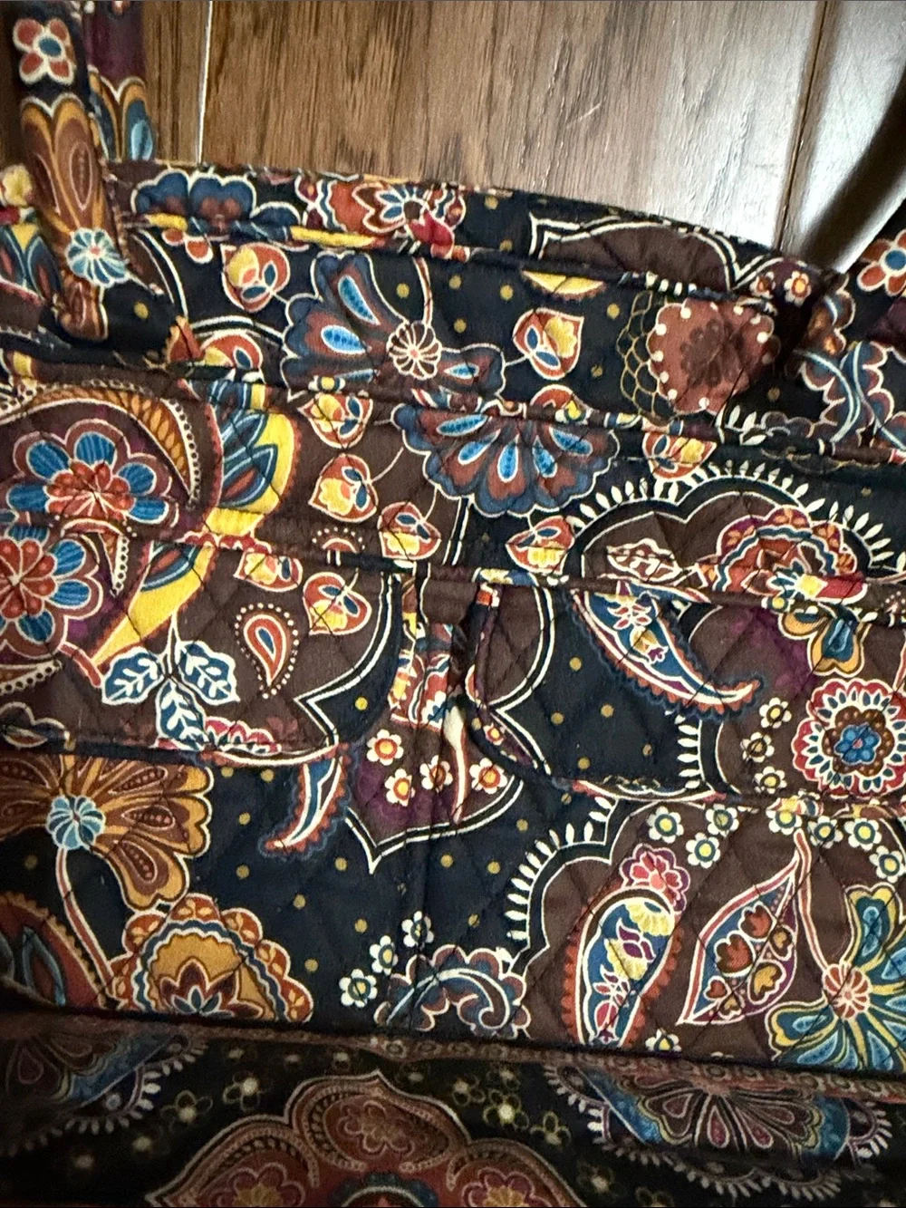 Vera Bradley Black Paisley Quilted Handbag with Multicolor Floral Print